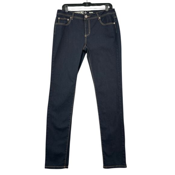 Mossimo Supply Co Dark Wash Contrast Stitching Five Pocket Skinny Jeans 13 - Picture 1 of 7